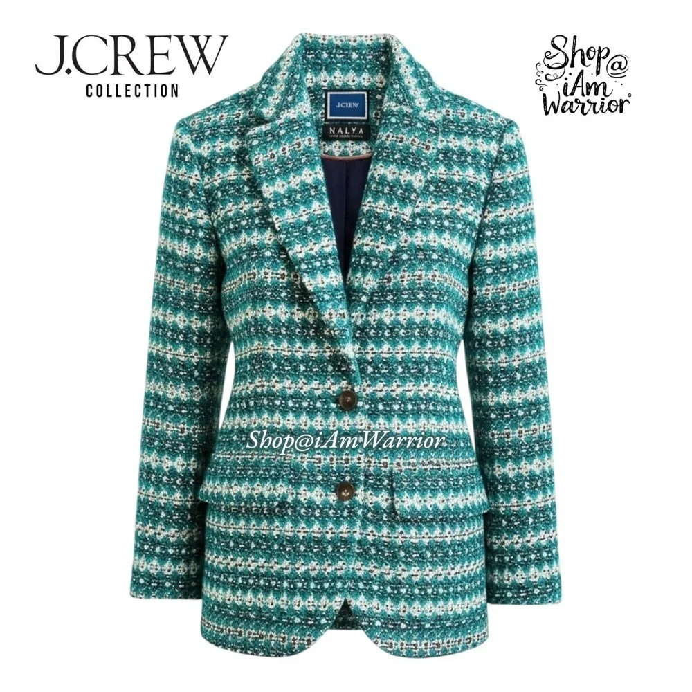 J.Crew Collection NWOT blazer in teal textured Italian Jacquard *shop@iamwarrior